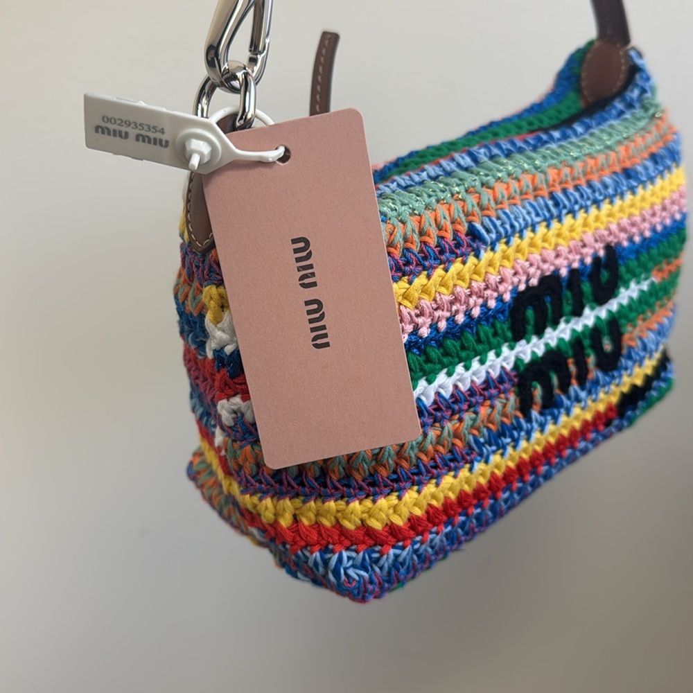 NWT Miu Miu Multicolor Crochet Shoulder Bag - Picture 4 of 7